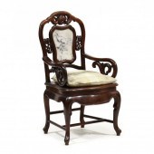 CHINESE CARVED HARDWOOD AND MA