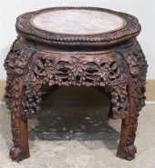 CHINESE CARVED HARDWOOD AND MA