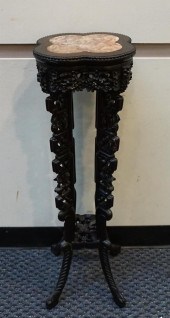 CHINESE CARVED HARDWOOD AND MA