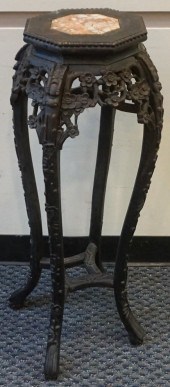 CHINESE CARVED HARDWOOD AND MA