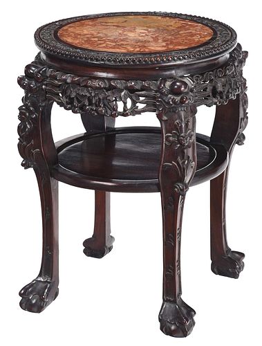 CHINESE CARVED HARDWOOD AND