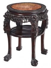 CHINESE CARVED HARDWOOD AND MA