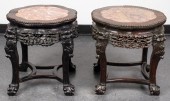 CHINESE CARVED HARDWOOD AND MA