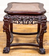 CHINESE CARVED HARDWOOD AND MA