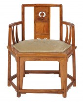 CHINESE CARVED HARDWOOD ARMCHA