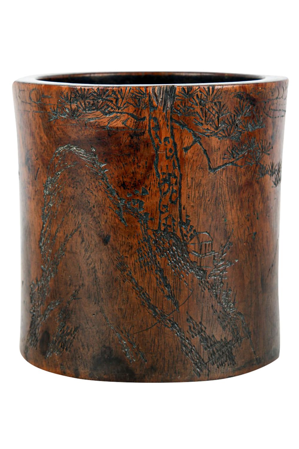 CHINESE CARVED HARDWOOD BRUSH