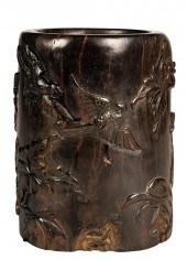 CHINESE CARVED HARDWOOD BRUSH
