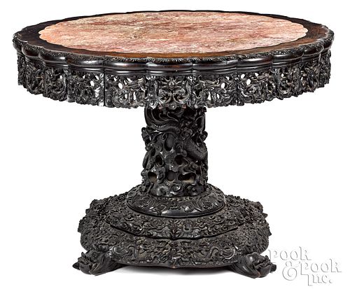 CHINESE CARVED HARDWOOD CENTER