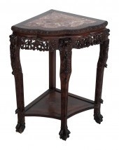 CHINESE CARVED HARDWOOD CORNER