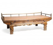 CHINESE CARVED HARDWOOD DAYBED