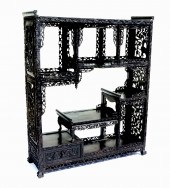 CHINESE CARVED HARDWOOD ETAGER