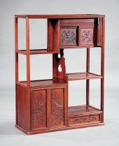 CHINESE CARVED HARDWOOD ETAGER