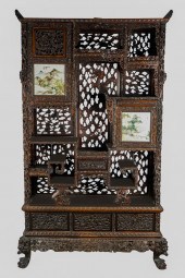 CHINESE CARVED HARDWOOD ETAGER