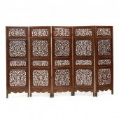 CHINESE CARVED HARDWOOD FIVE P