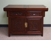 CHINESE CARVED HARDWOOD FOLD T
