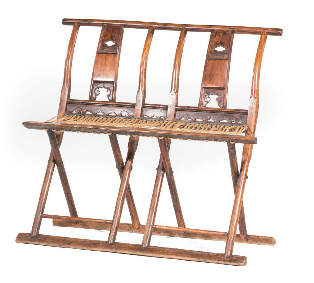 CHINESE CARVED HARDWOOD FOLDING