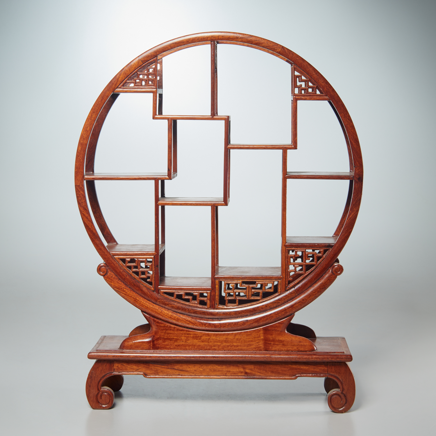 CHINESE CARVED HARDWOOD FULL-MOON