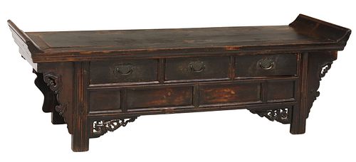 CHINESE CARVED HARDWOOD LOW ALTAR