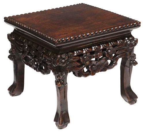 CHINESE CARVED HARDWOOD LOW