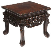 CHINESE CARVED HARDWOOD LOW PE