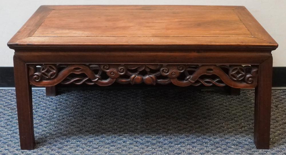 CHINESE CARVED HARDWOOD LOW TABLE