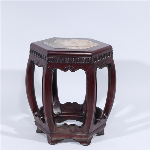 Chinese carved hardwood marble
