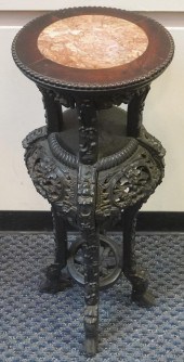 CHINESE CARVED HARDWOOD MARBLE