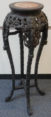 CHINESE CARVED HARDWOOD MARBLE
