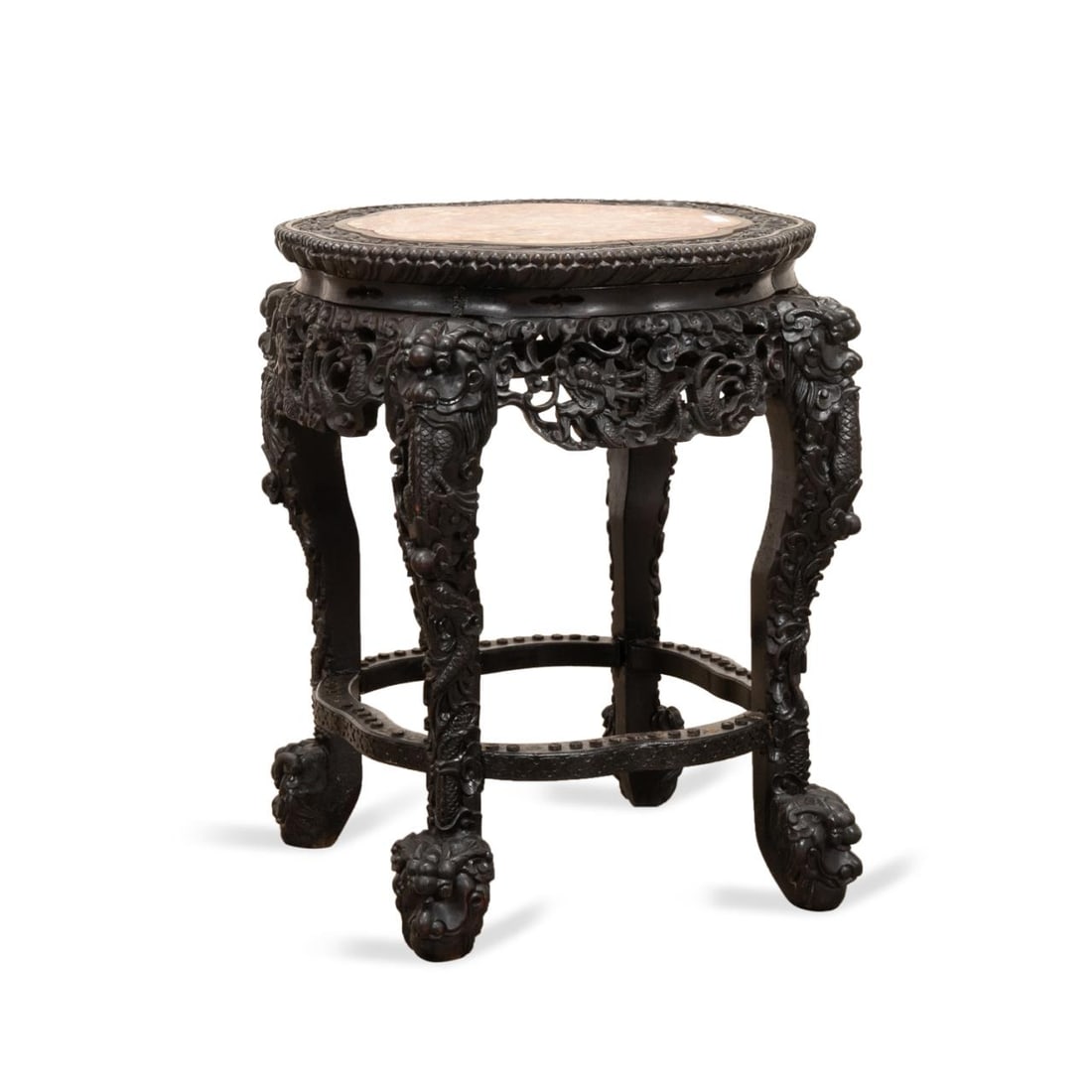 CHINESE CARVED HARDWOOD MARBLE