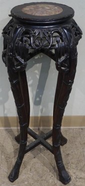 CHINESE CARVED HARDWOOD MARBLE