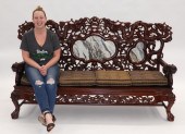 CHINESE CARVED HARDWOOD MARBLE