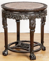 CHINESE CARVED HARDWOOD MARBLE