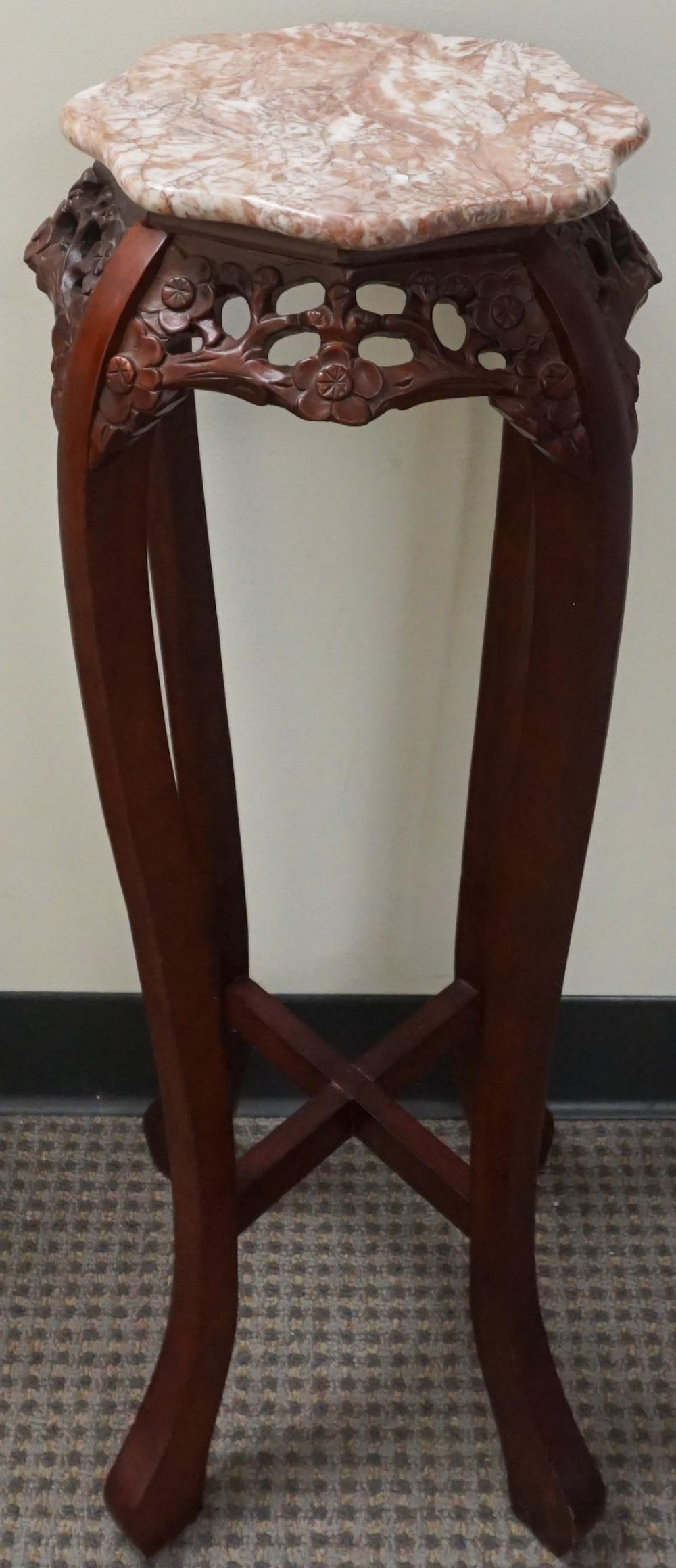 CHINESE CARVED HARDWOOD MARBLE