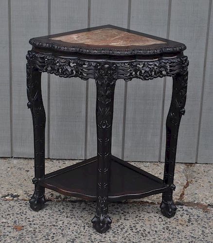 CHINESE CARVED HARDWOOD MARBLE