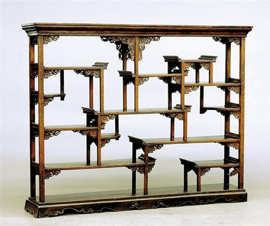 Chinese carved hardwood open