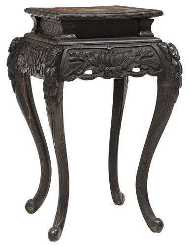 CHINESE CARVED HARDWOOD PEDESTAL/