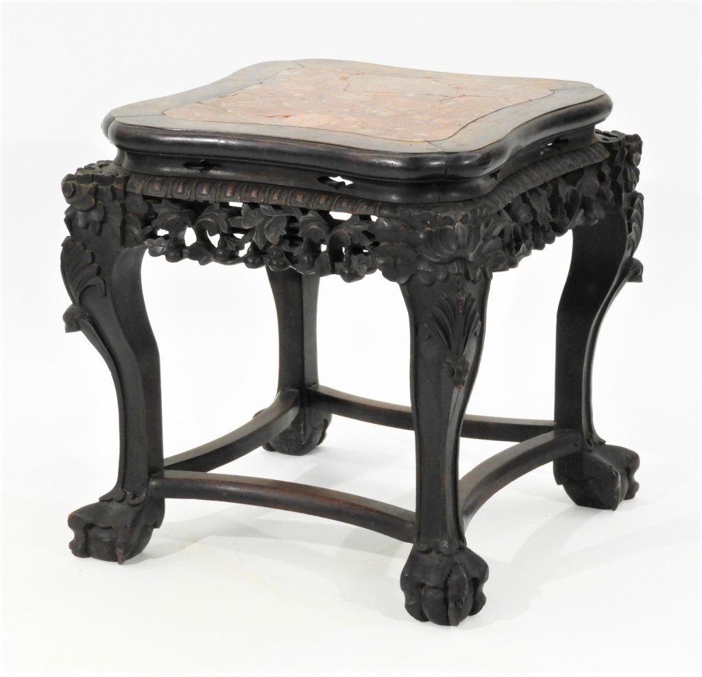 CHINESE CARVED HARDWOOD PUDDING