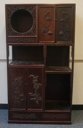 CHINESE CARVED HARDWOOD SIDE C