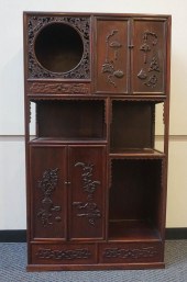 CHINESE CARVED HARDWOOD SIDE C