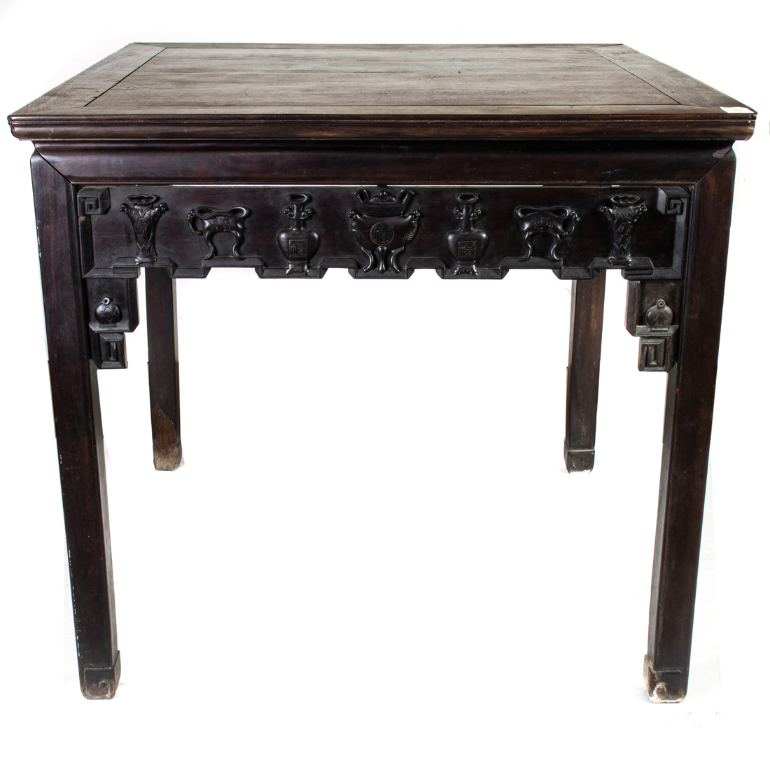 CHINESE CARVED HARDWOOD SQUARE