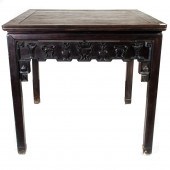 CHINESE CARVED HARDWOOD SQUARE