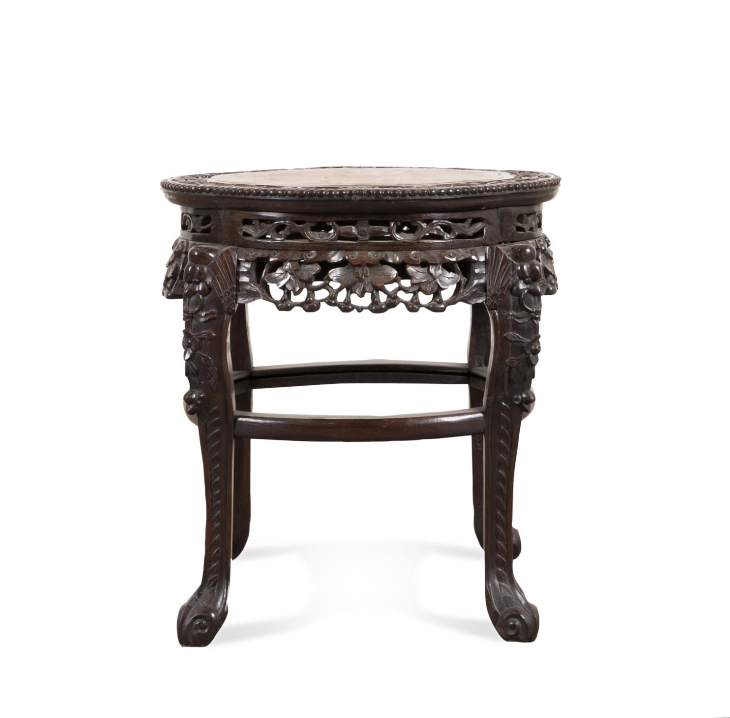 CHINESE CARVED HARDWOOD TABLE W/