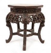 CHINESE CARVED HARDWOOD TABOUR