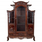 CHINESE CARVED HARDWOOD VITRIN