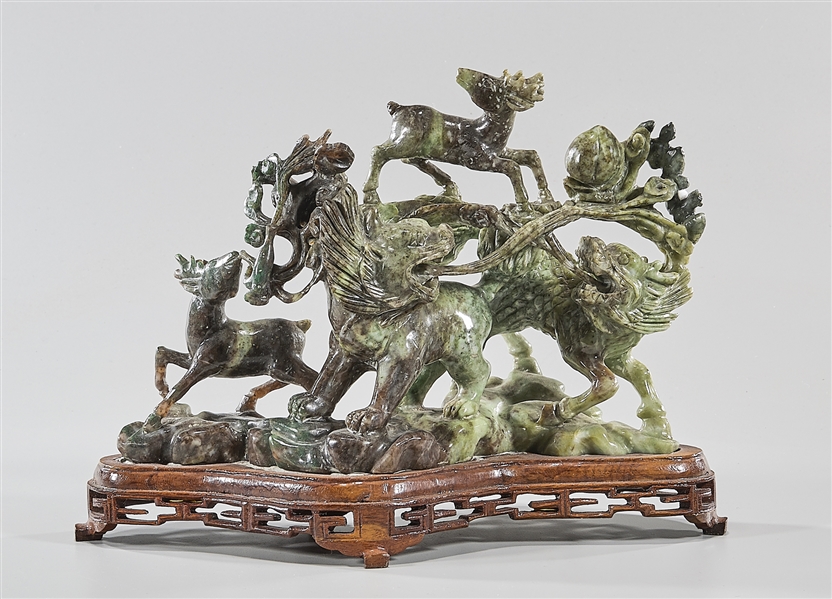 Chinese carved 'Honan' jade qilin