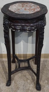 CHINESE CARVED HONGMU AND MARB