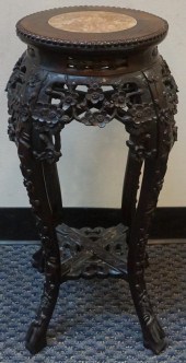 CHINESE CARVED HONGMU AND MARB