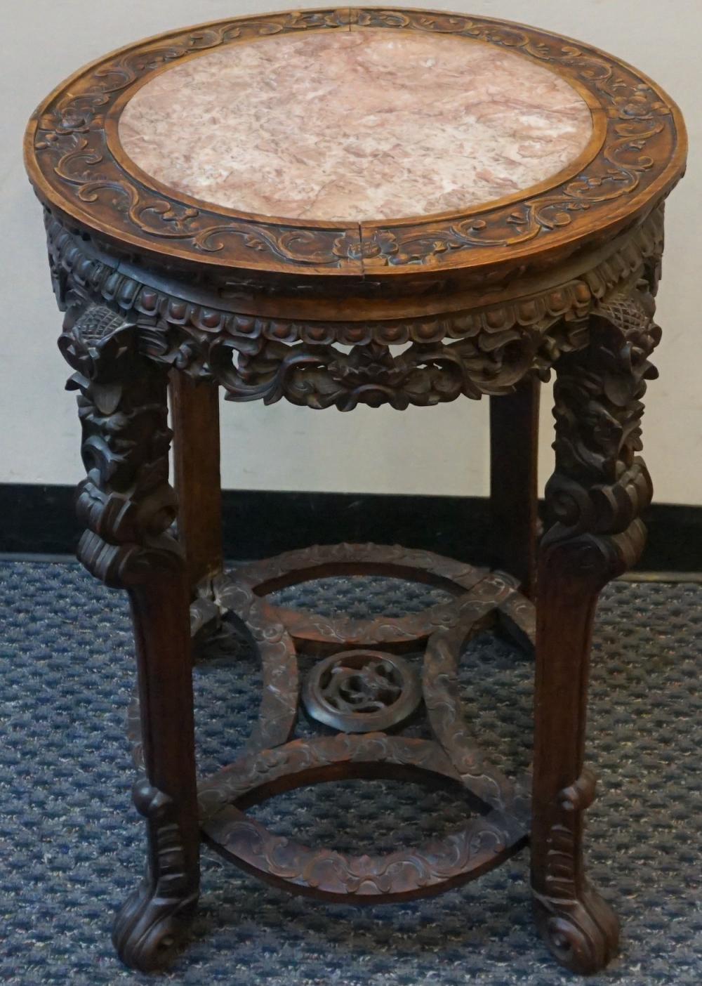 CHINESE CARVED HONGMU MARBLE