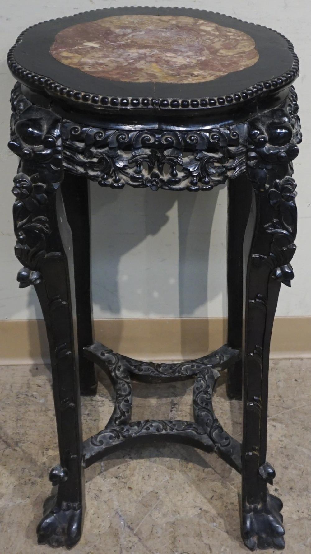 CHINESE CARVED HONGMU MARBLE