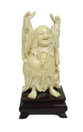 CHINESE CARVED HOTEI ON STAND,